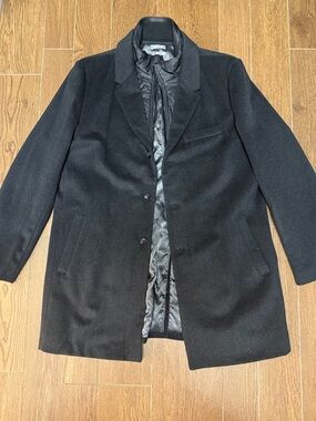 Michael Kors Men's Black Trench Coat with Quilted Inner Lining 46R